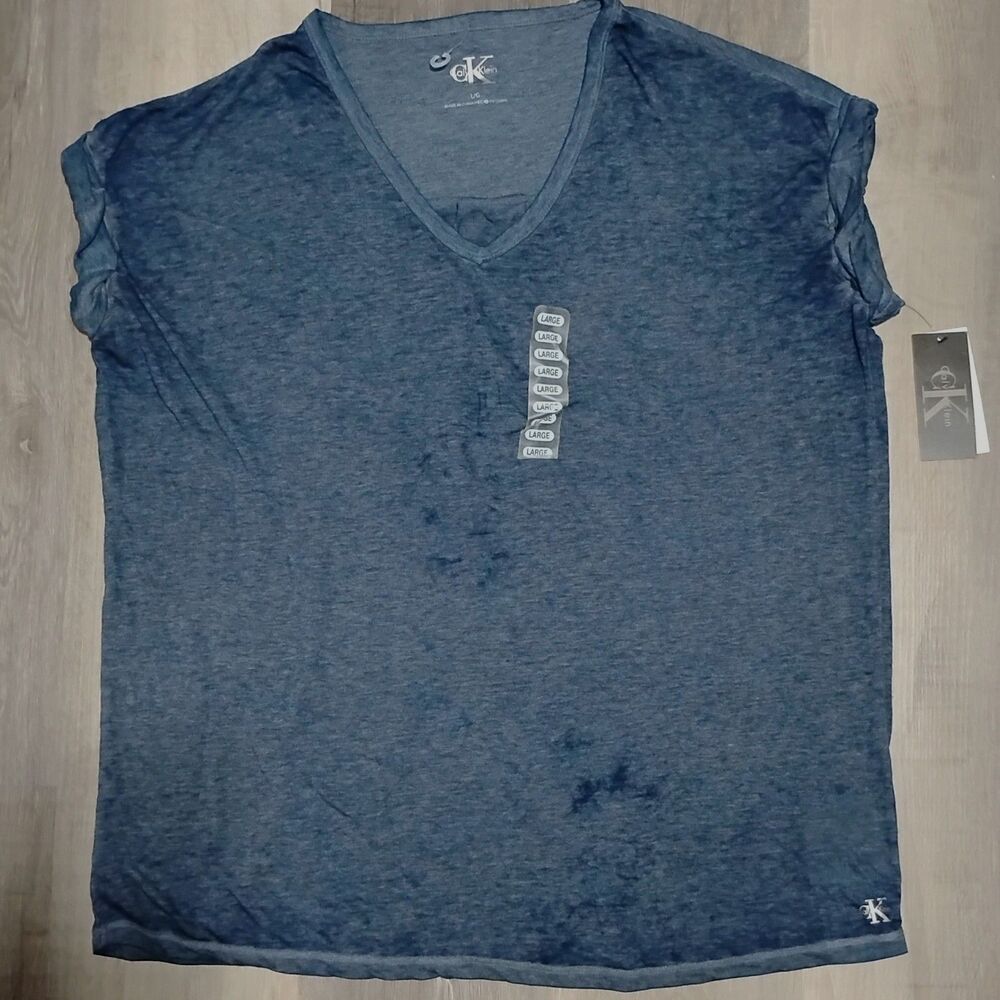 Calvin Klein Navy Blue Short Sleeve Tee Shirt Large Women’s NWT